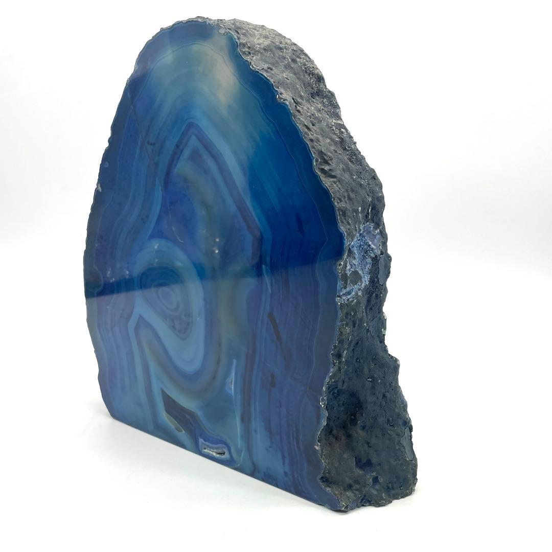 特大！ 8.0kg アゲート メノウ 瑪瑙 ブルー 原石 鑑賞石 置物