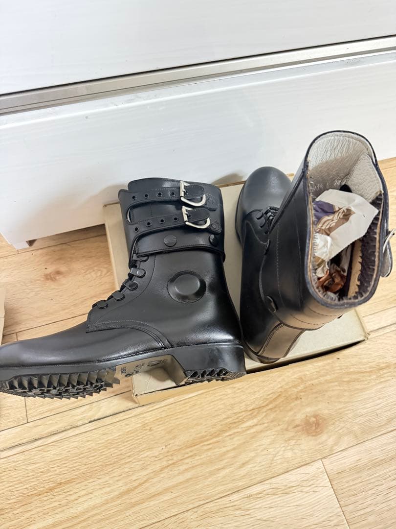 警察隊使用 編み上げブーツ 予備品 未使用 本革 25.5cm