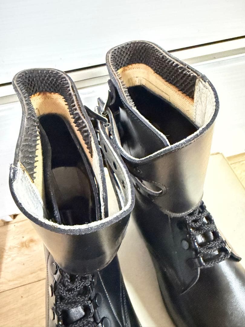 警察隊使用 編み上げブーツ 予備品 未使用 本革 25.5cm