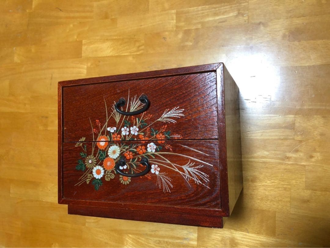 和小物入れ 2段引き出し 小物　レトロ　整理タンス 木製　昭和 タンス 木製 ミニチェスト 二段 二引 和風 卓上 箪笥 2段 引き出し