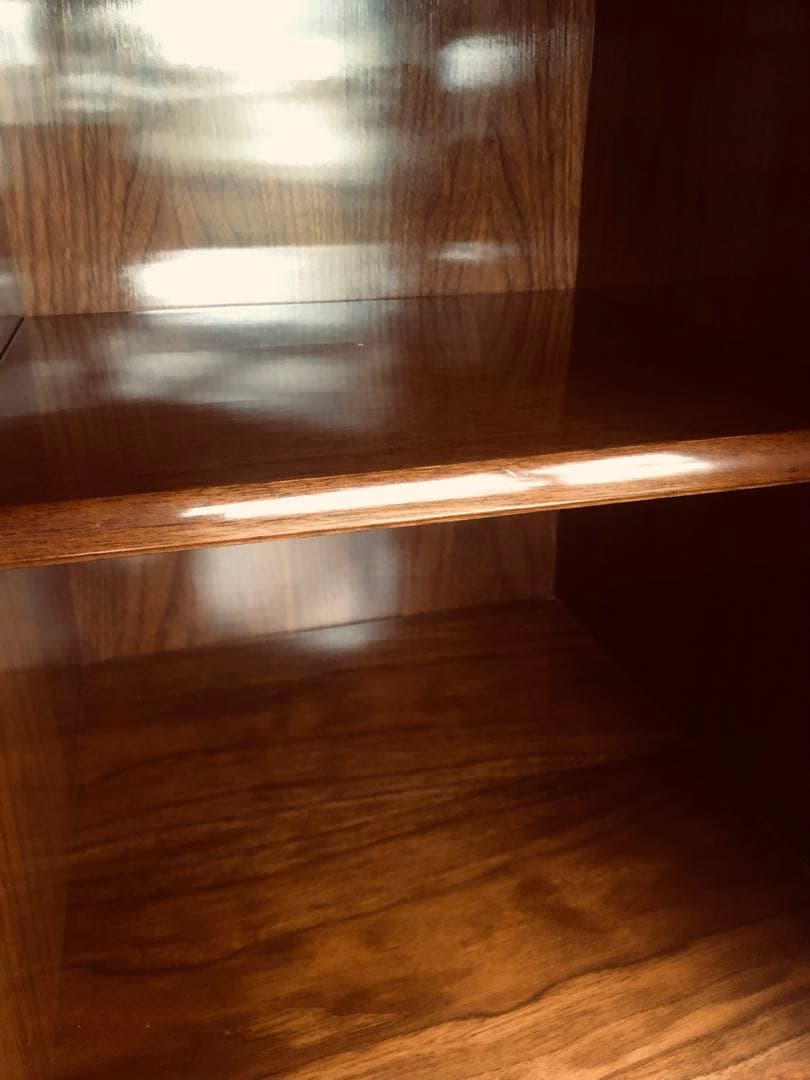 希少品 YAMAHA 昭和モダンキャビネット 蒔絵風意匠・ガラス戸 木製収納