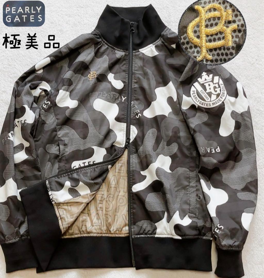 極美品 パーリーゲイツ 近年 蓄熱裏地 ジャケット ブラック カモ柄