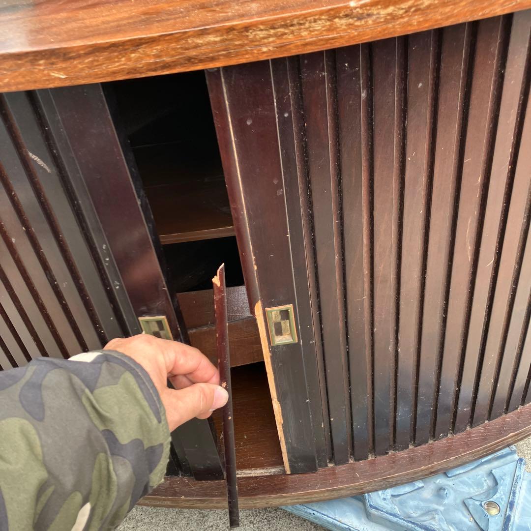 昭和レトロ ミッドセンチュリー 木製コーナーラック 飾り棚 半円型