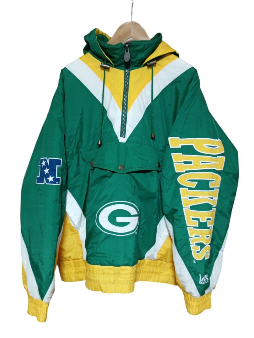 LeeSPORT NFL グリーンパッカーズ　ナイロンプルオーバージャケット size:L【 PACKERS 】STARTERスターター パッカーズ 中綿ナイロン