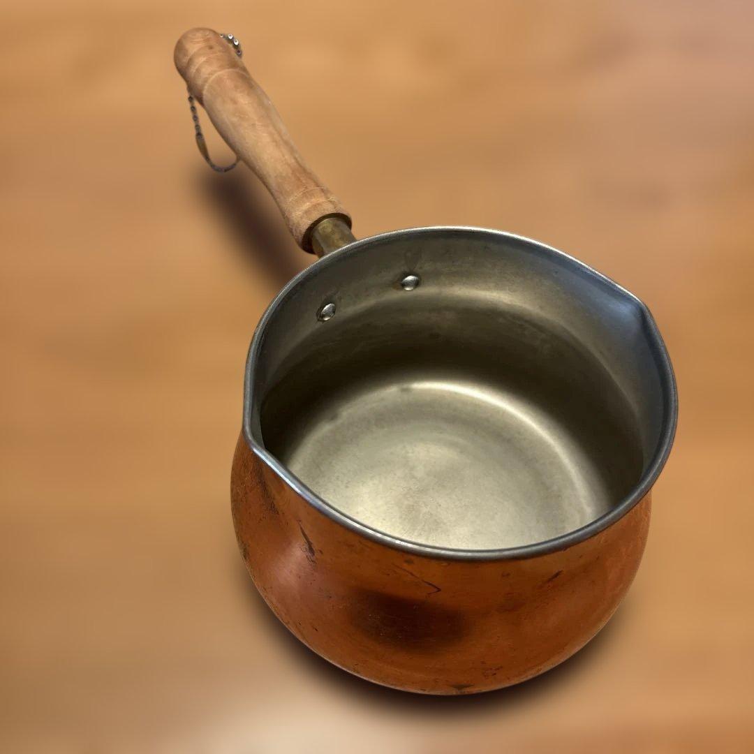 銅製片手鍋 木製ハンドル ミルクパン - メルカリ