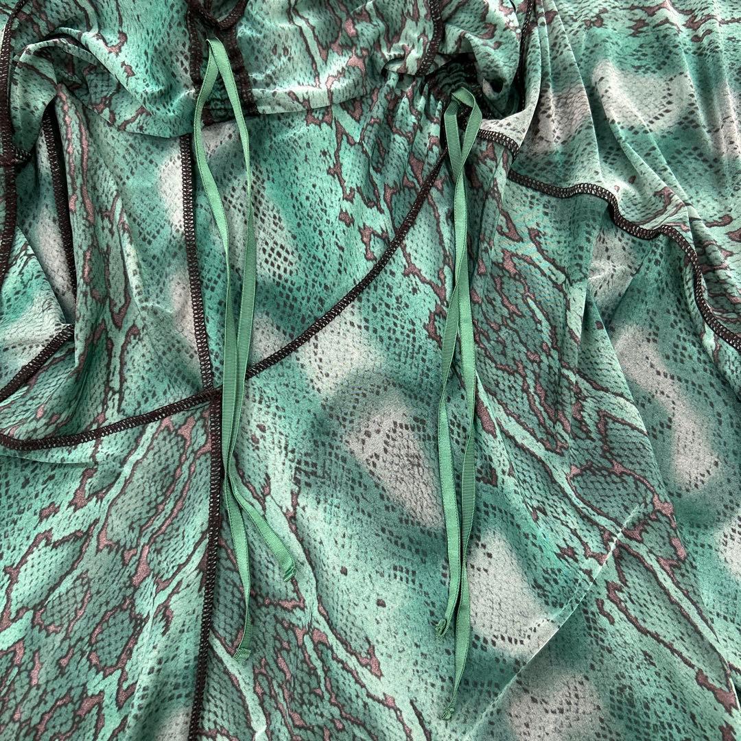 1点物 チャコット社交ダンスラテンワンピース緑ヘビ柄 ご覧くださり