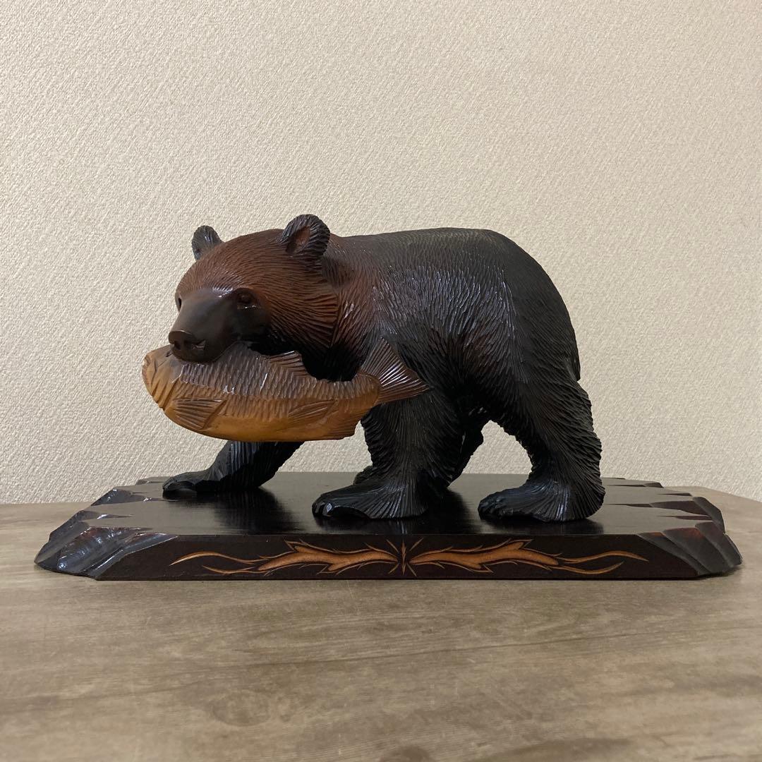 北海道 阿寒湖 木彫り 熊の置物 1981年 ビンテージ 彫刻 オブジェ