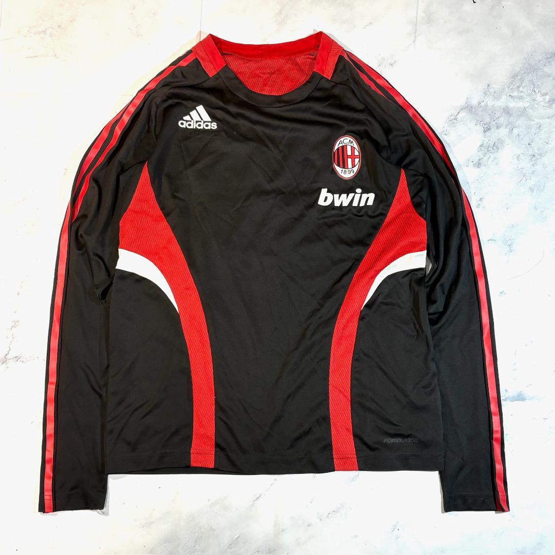 adidas アディダス ACミラン 長袖 ジャージ 黒 赤 スポーツ サッカー