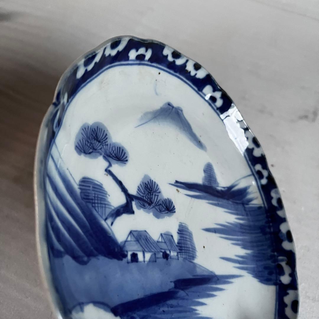 アンティーク 大皿 2枚セット 古伊万里 染付 江戸時代 刻印あり 吉