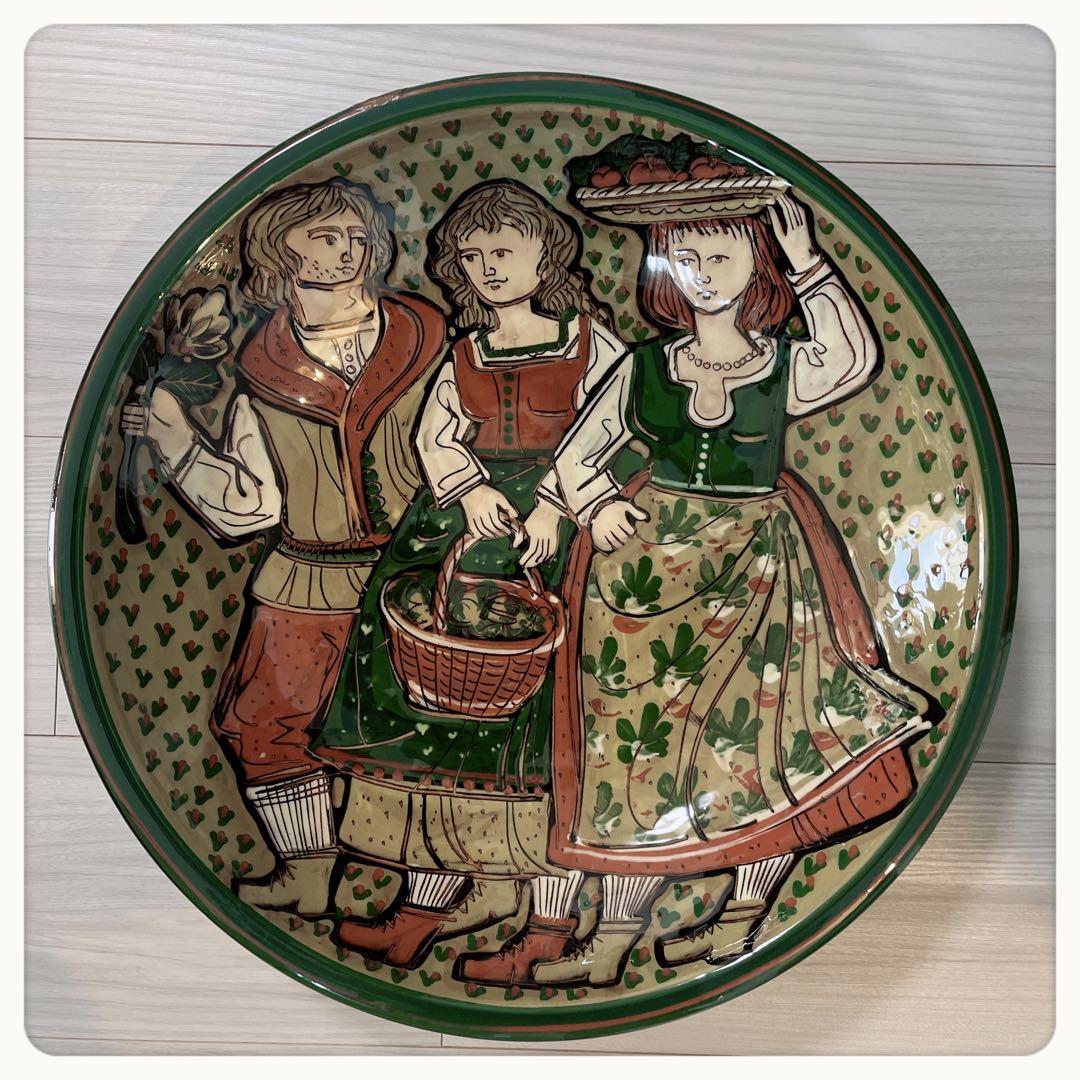 スイス Schneider工房 ハンドペイント ヴィンテージ大皿 レアサイズ