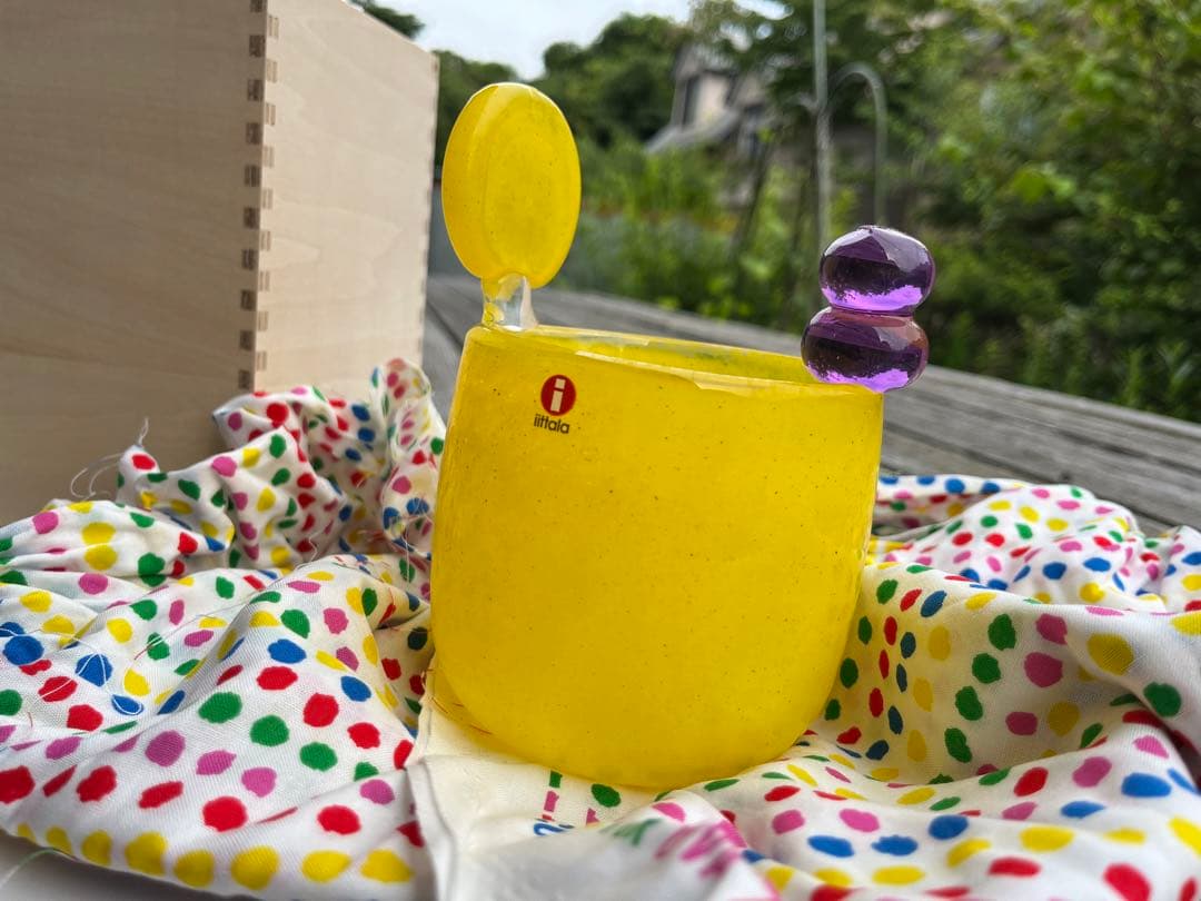 Pampula vase 90mm イエロー H型ポムポムベース