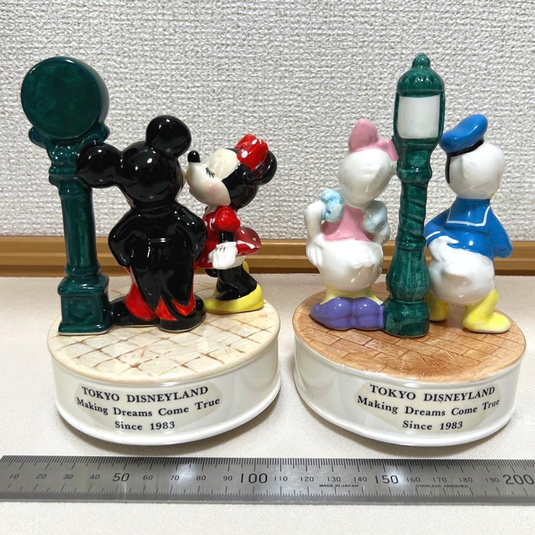 ジャンク】ディズニー／レトロ／陶器製オルゴール／ミッキー／ドナルド