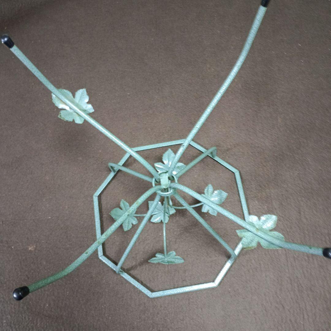 八角形 ガラスアイアンテーブル 葉モチーフ 中古品 - メルカリ