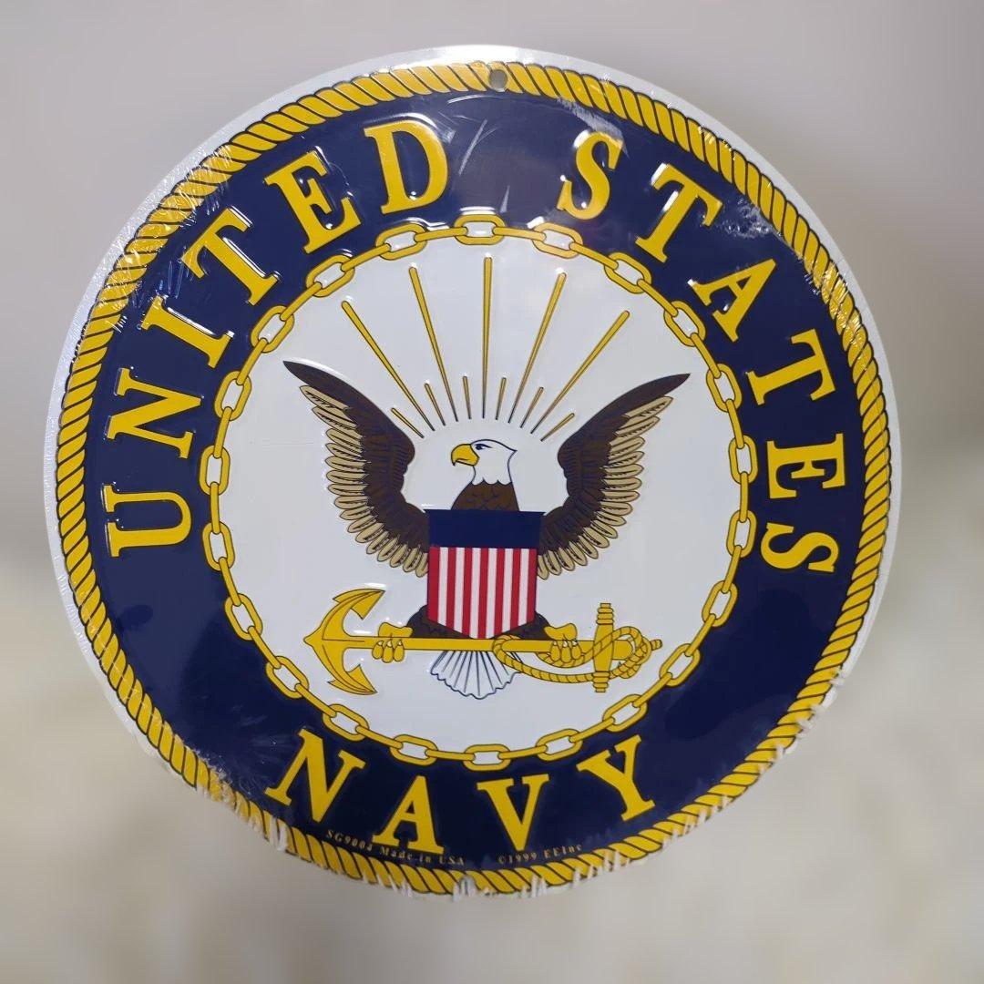 新品　U.S.NAVY　USA製　アルミ　看板　エンブレム　デットストック