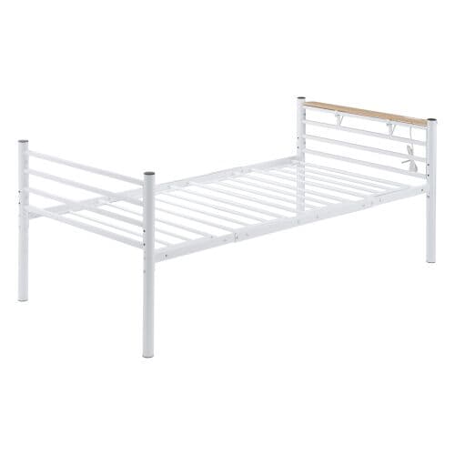 パイプベッドドンセント付きシングルベッベ宫三段阶高段调整可スチール耐震ベッド ロータイプベット 宮棚 ベッド シングル ロング 高さ調節 3段階 パイプ