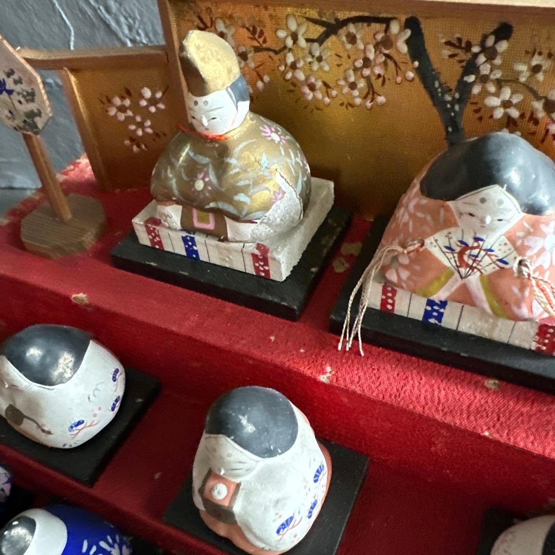 瞬間的お値下げ‼️アンティークミニ雛人形 希少品！雛壇飾り土人形