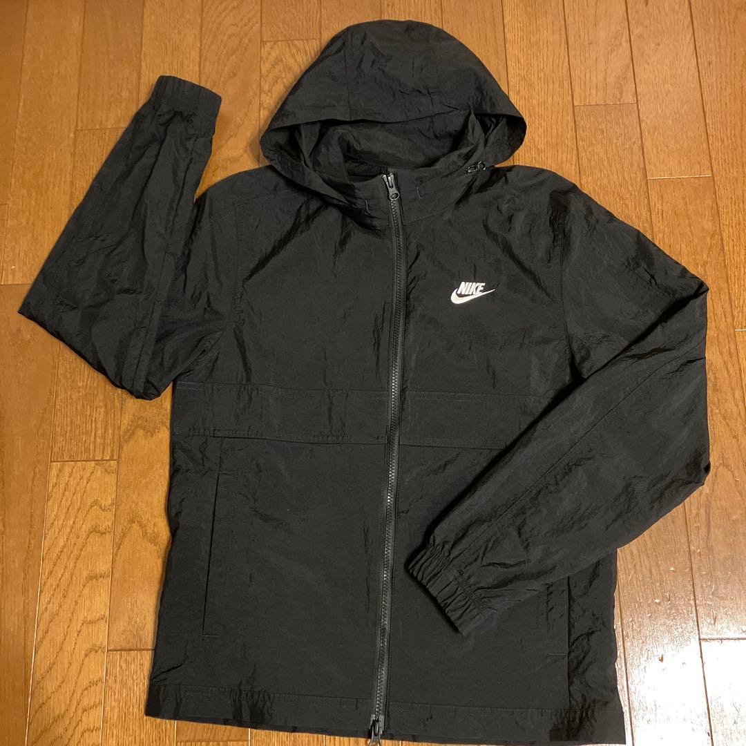 Nike フード付きナイロンジャケット ブラック - メルカリ
