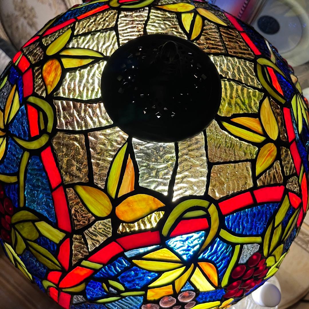 特大ステンドランプガラスブドウ葡萄ナイト卓上開運植物柄新品