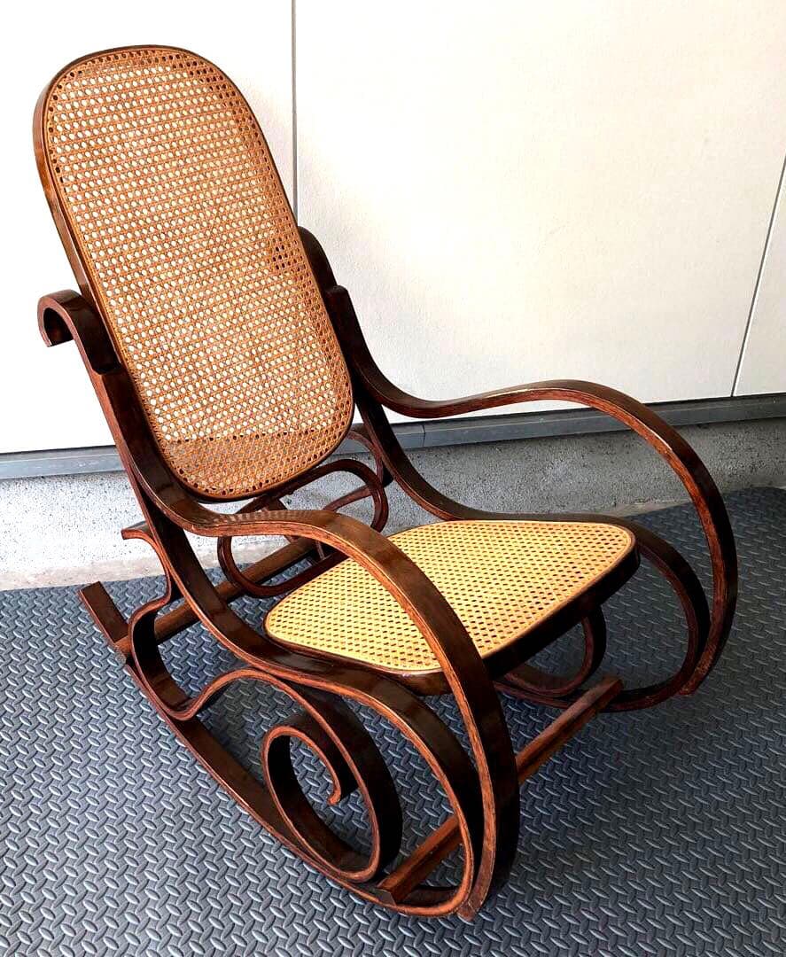 ロッキングチェア曲木ラタン座面ベントウッド木製ビンテージ家具籐