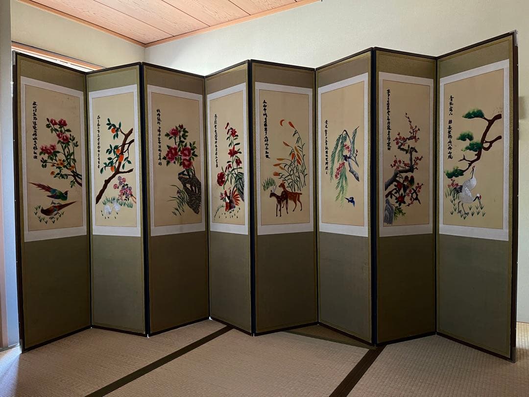 中国 刺繍屏風 刺繍絵 古美術 インテリア 骨董 アンティーク 花 鳥 動物 刺繍(駒繍)1021 蘇州刺繍画 - 桃花源(中国茶・茶器・インテリア雑貨)