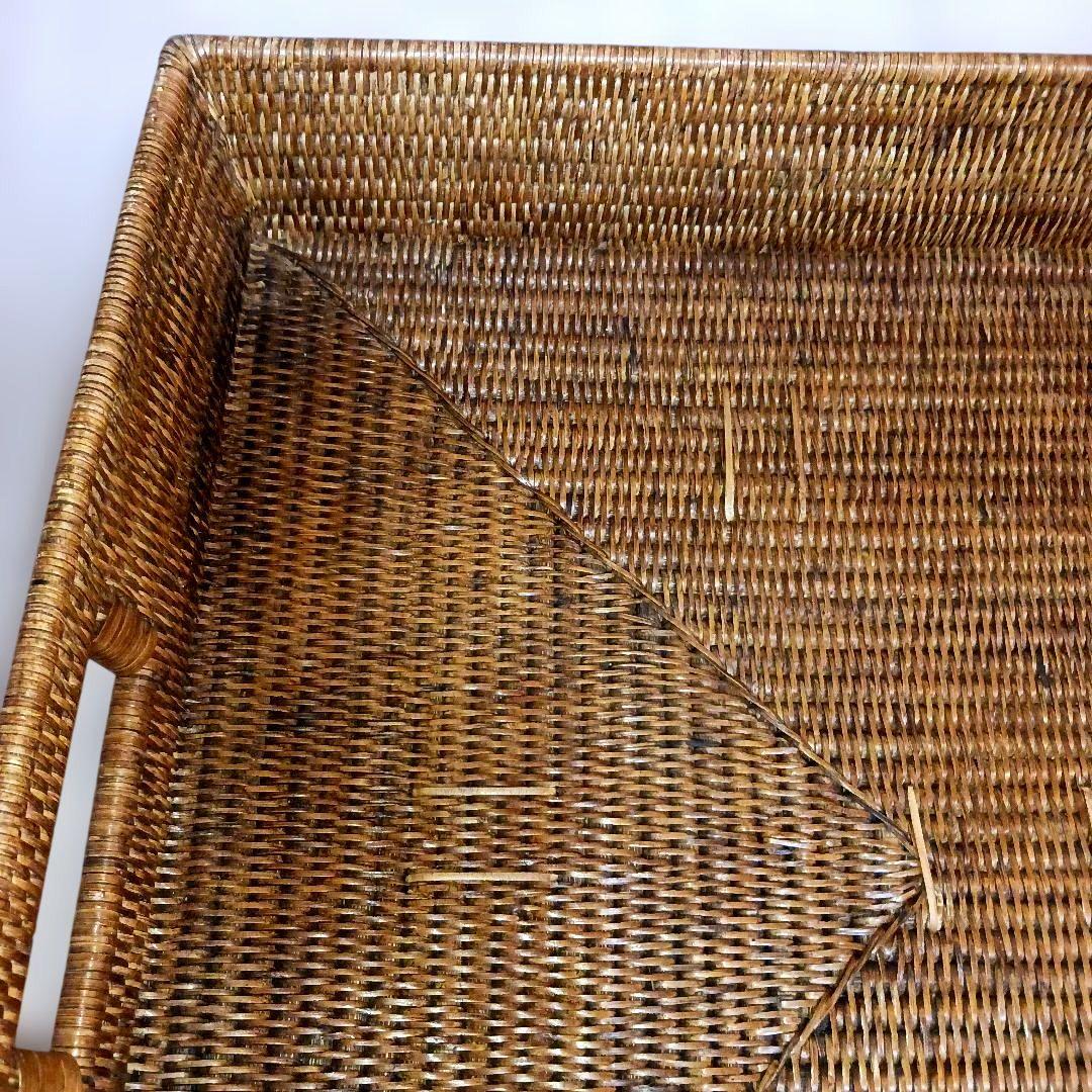 極美品 ラタン バトラーズトレーテーブル 天然素材 折りたたみ