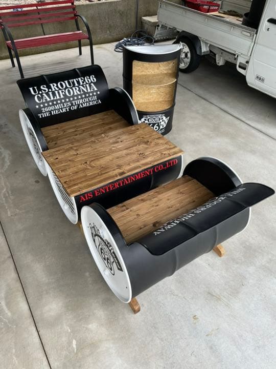 ドラム缶リメイクテーブルセット - メルカリ