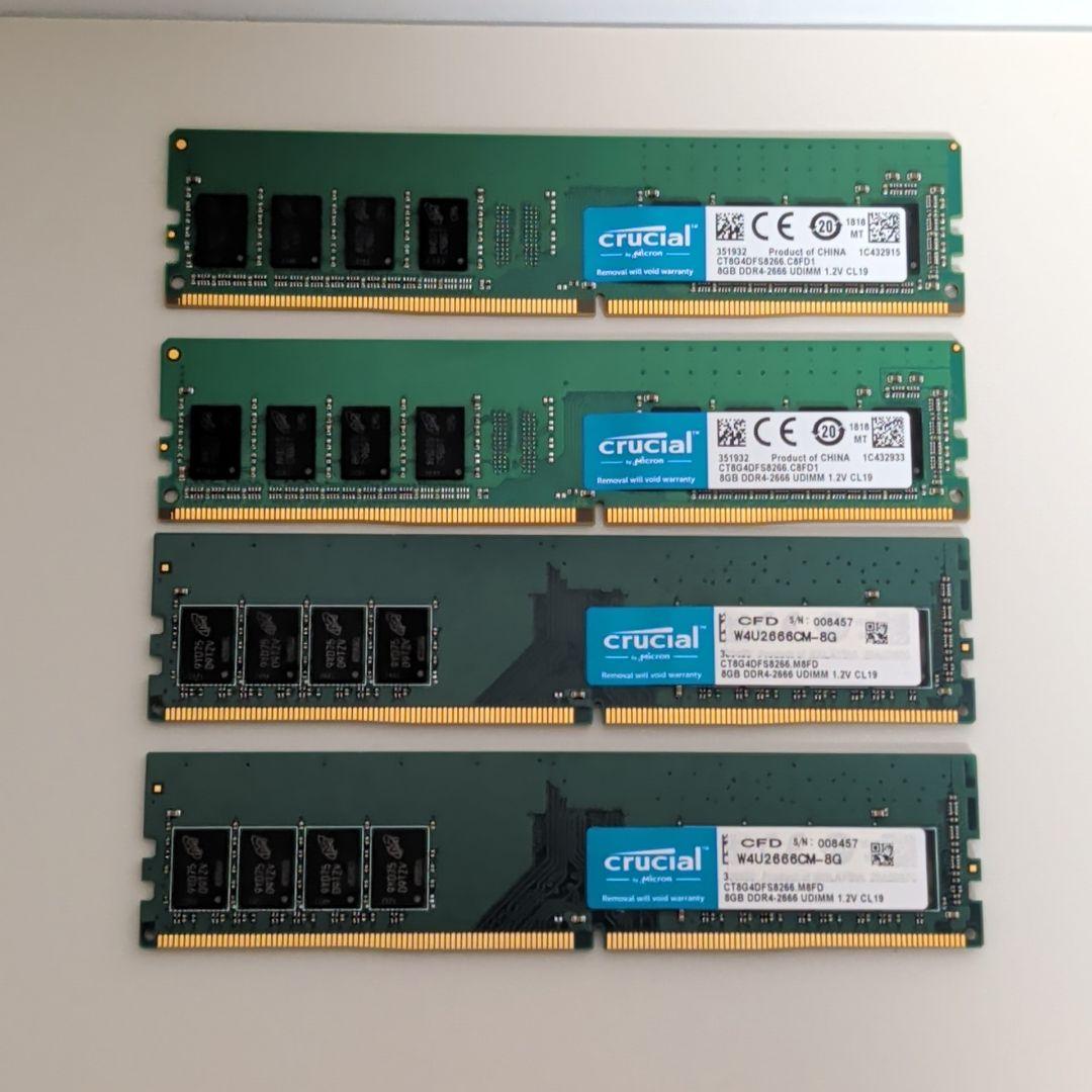 Crucial/CFD] 32GB(8GB×4枚) DDR4-2666 - メルカリ