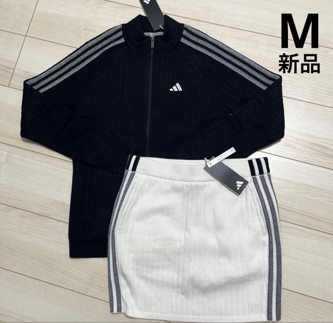 新品 アディダス ゴルフ 防風 ニット ジャケット／スカート 上下 M