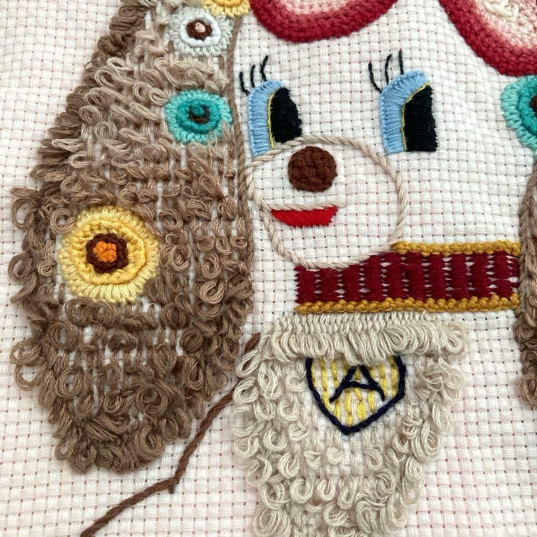 クッションカバー 2枚 手刺しゅう 昭和 レトロ デザイン ピンク 戸塚