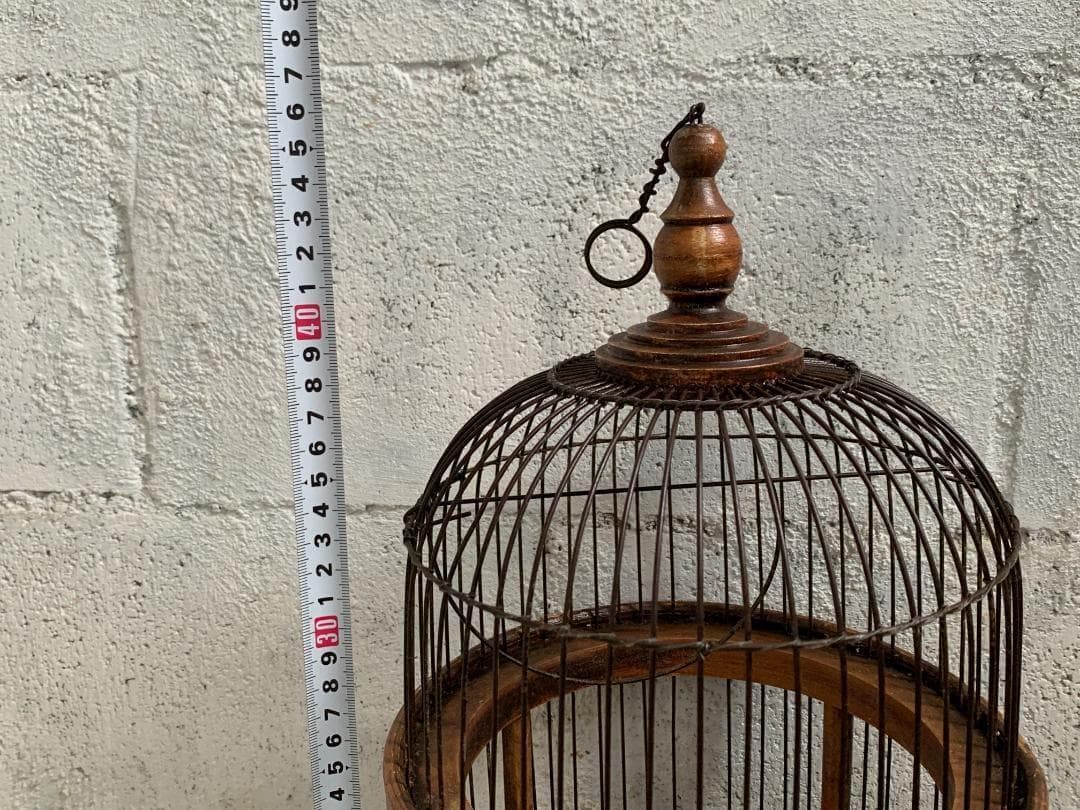 フランス アンティーク バードケージ 鳥かご 木製 アイアンワイヤー
