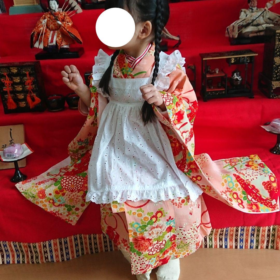 七五三 3歳 4歳 女の子 アンティーク 着物 正絹 ひな祭り 女児 三才
