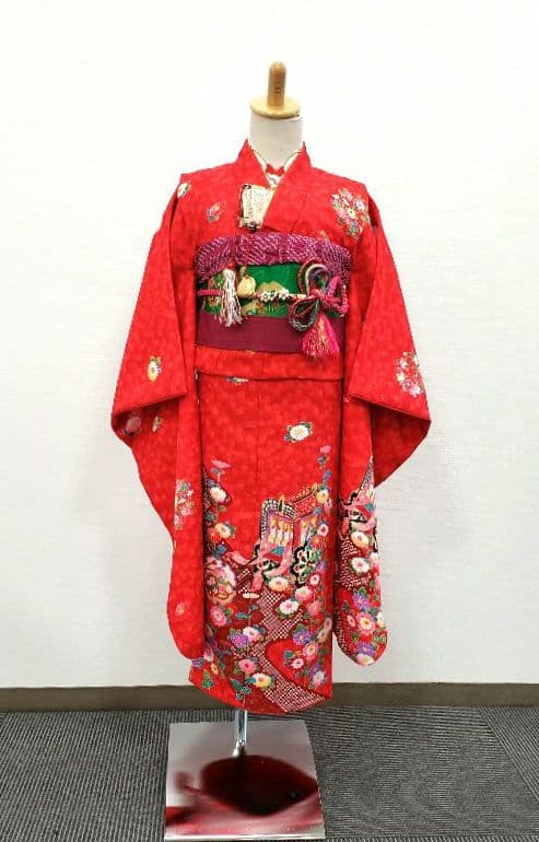 七五三　7歳　120cm　ポリエステル　赤　つくり帯 七五三 7歳女児用 作り帯 No.ZM-5018-20のレンタル｜きもの365