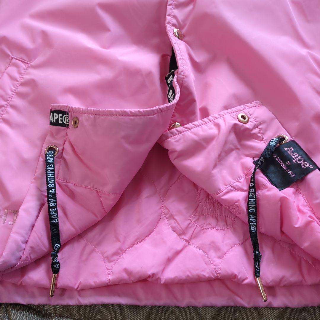 A BATHING APE】ナイロンジャケット 刺繍ロゴ入り ピンク - メルカリ