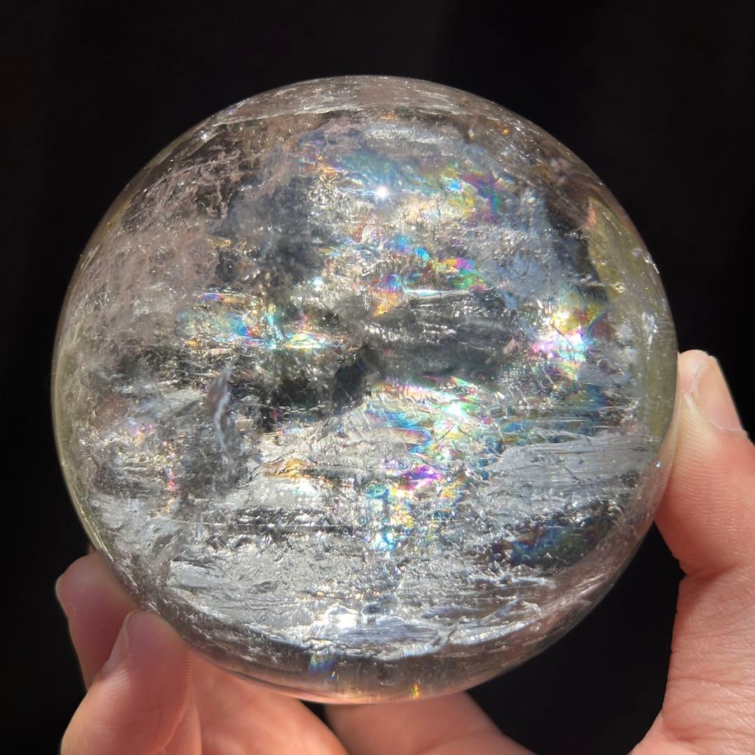 虹入り 水晶玉 【レムリアンクリスタル スフィア】 台座付き - メルカリ