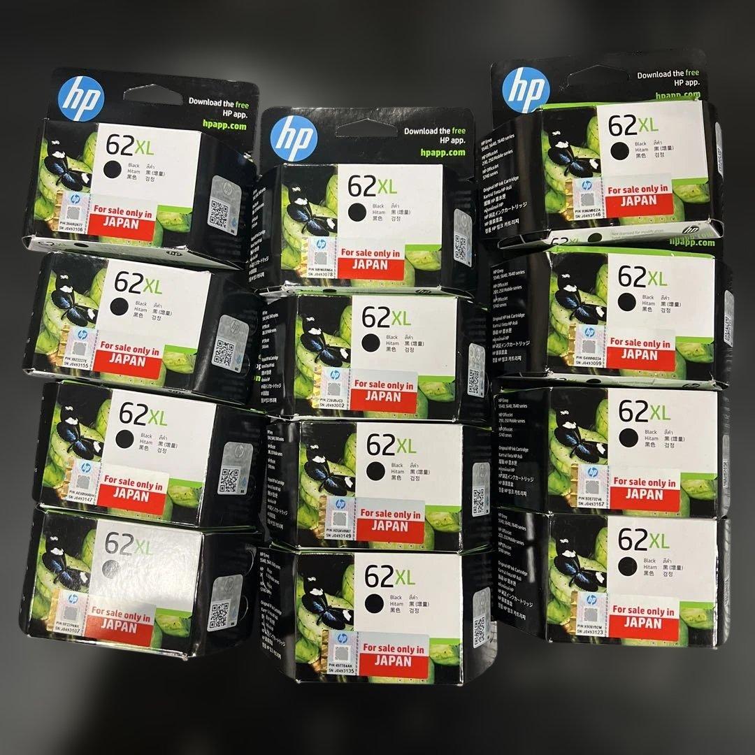 HP62XL 黒 インクカートリッジ（増量）　１2個 Amazon.co.jp: HP 62XL 純正 インクカートリッジ 黒 ブラック 増量
