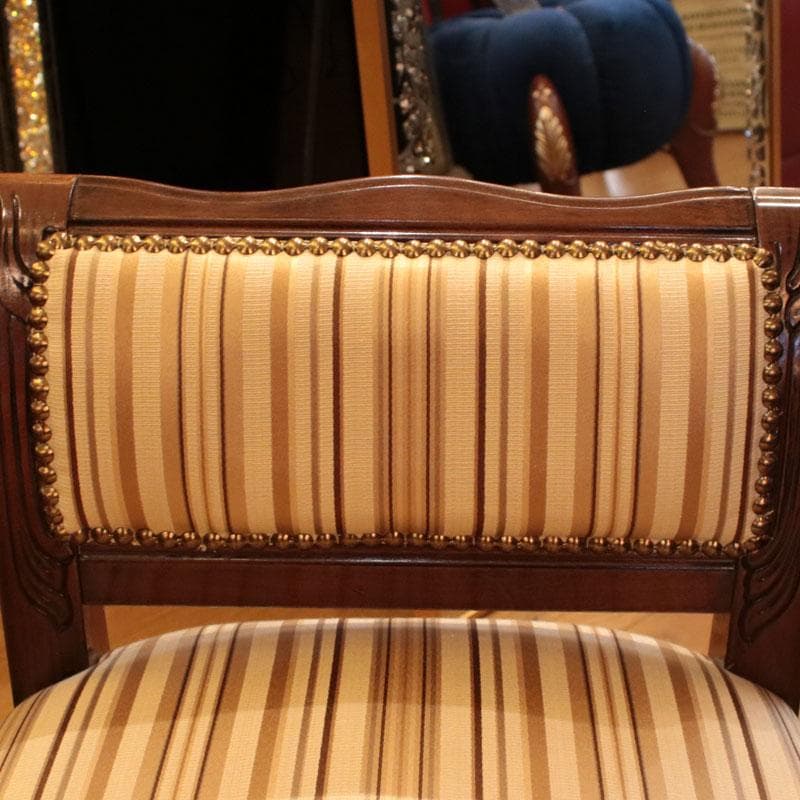 背付スツール ブルー ファブリック 猫脚 補助椅子 オットマン 222-991