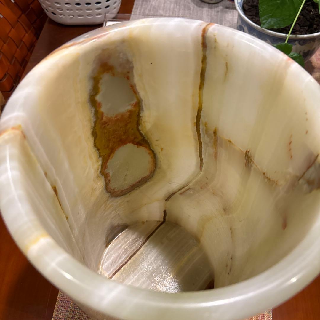 上質、大理石、本物 円筒形 花瓶 傘立て フラワースタンド マーブル模様