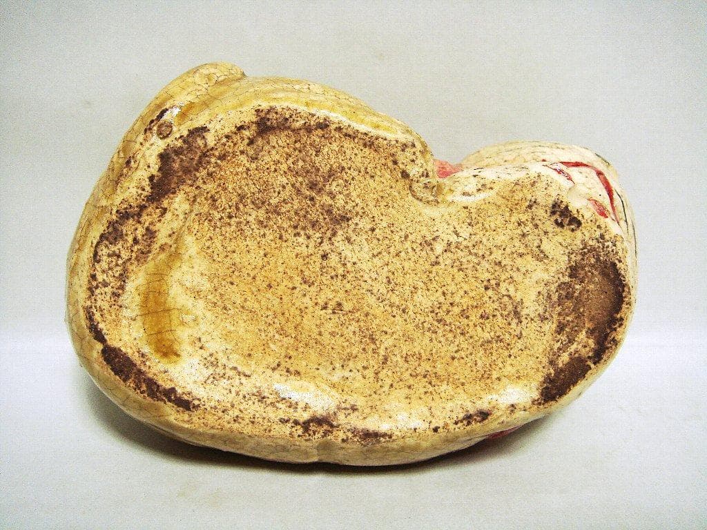 926『黄瀬戸 眠り猫』陶器 /骨董品 古美術 アンティーク 古玩 mf604②