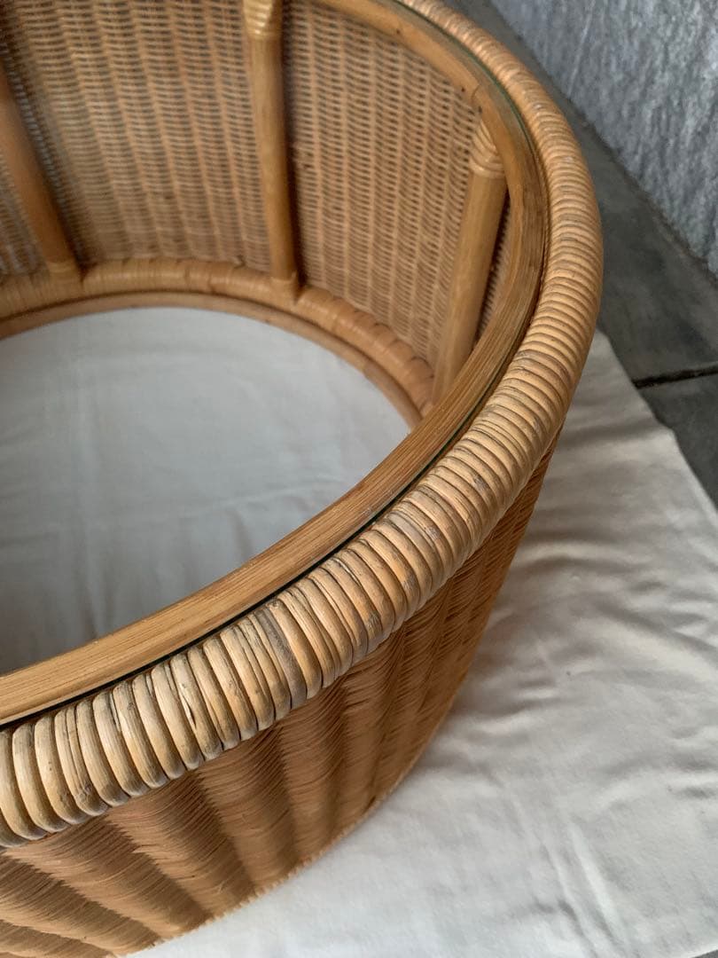 超希少 山川ラタン T-2090 剣持勇デザイン テーブル ジャパニーズ