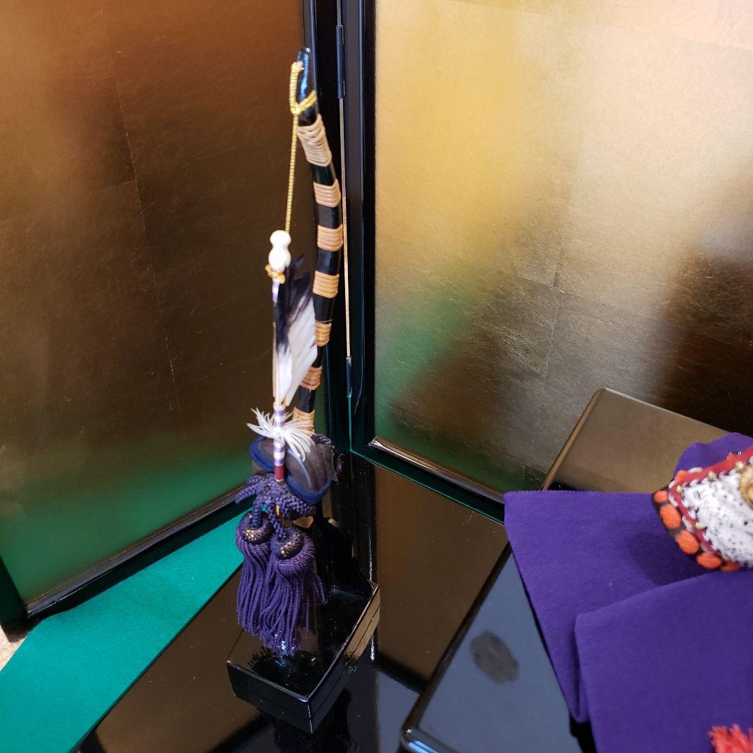 端午の節句 5月人形 立派な兜 弓矢 刀剣 黒の畳台 金屏風 まとめて