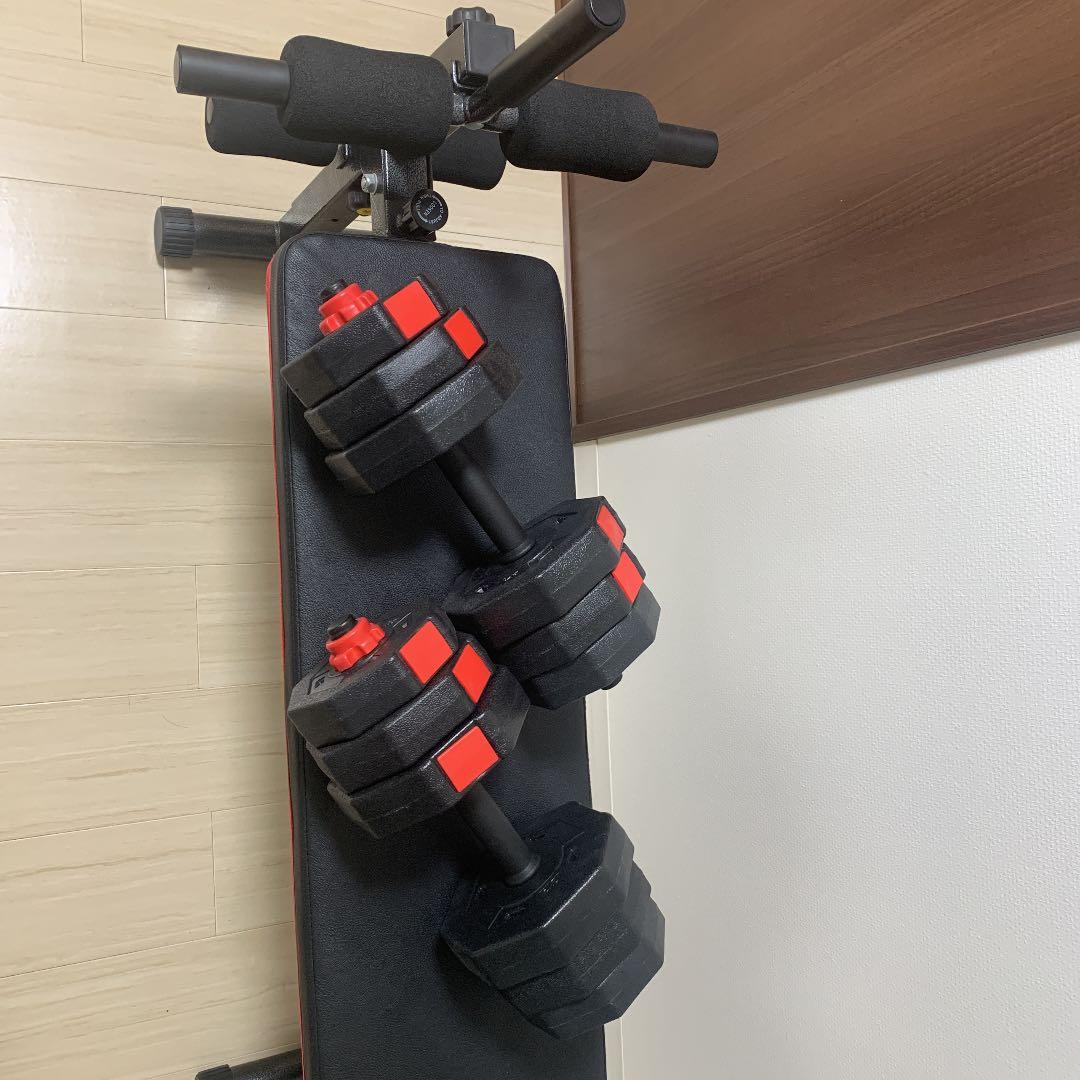 【初心者向け】【解説付き】ダンベル(10kg・可変式)とフラットベンチセット 楽天市場】☆期間限定10倍ポイントあり☆トレーニングベンチ＋可変式