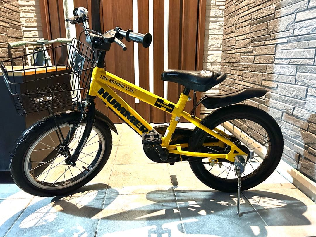 HUMMER 幼児用自転車 16インチ 黄色 前カゴ付き - メルカリ