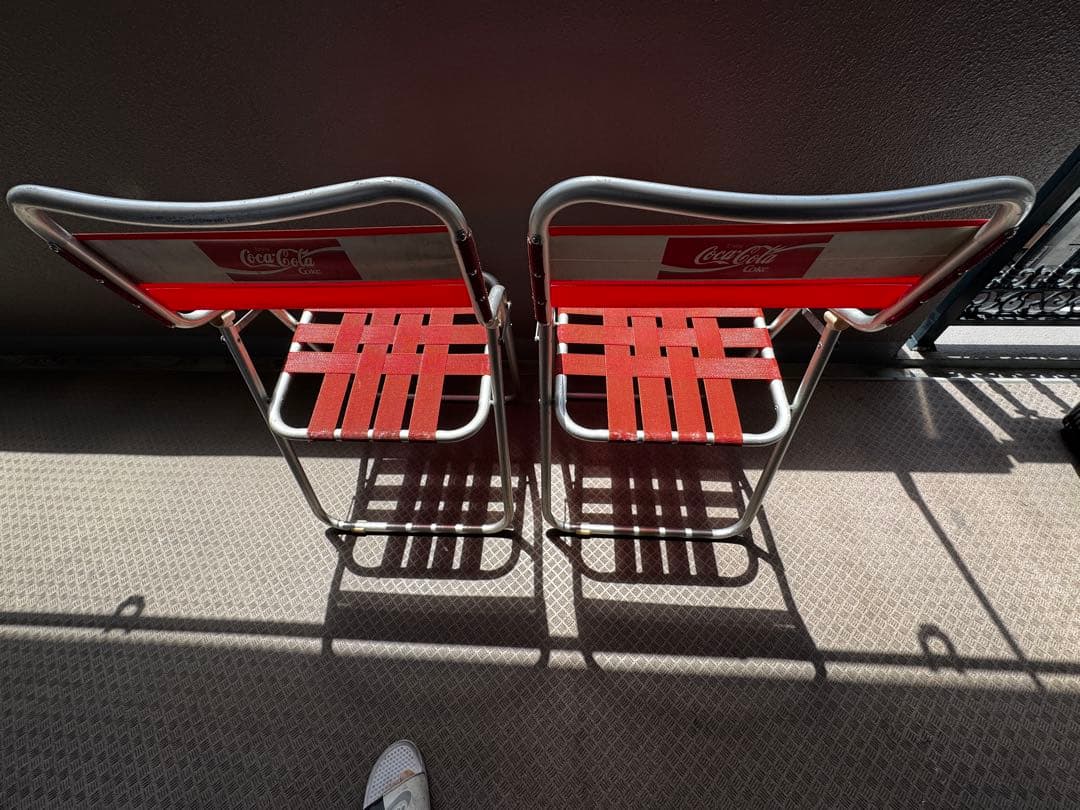 コカコーラ　 折りたたみチェア 赤　パイプイス　ヴィンテージ　2脚セット　中古 2026年最新】Yahoo!オークション -コカコーラ チェアの中古品・新品