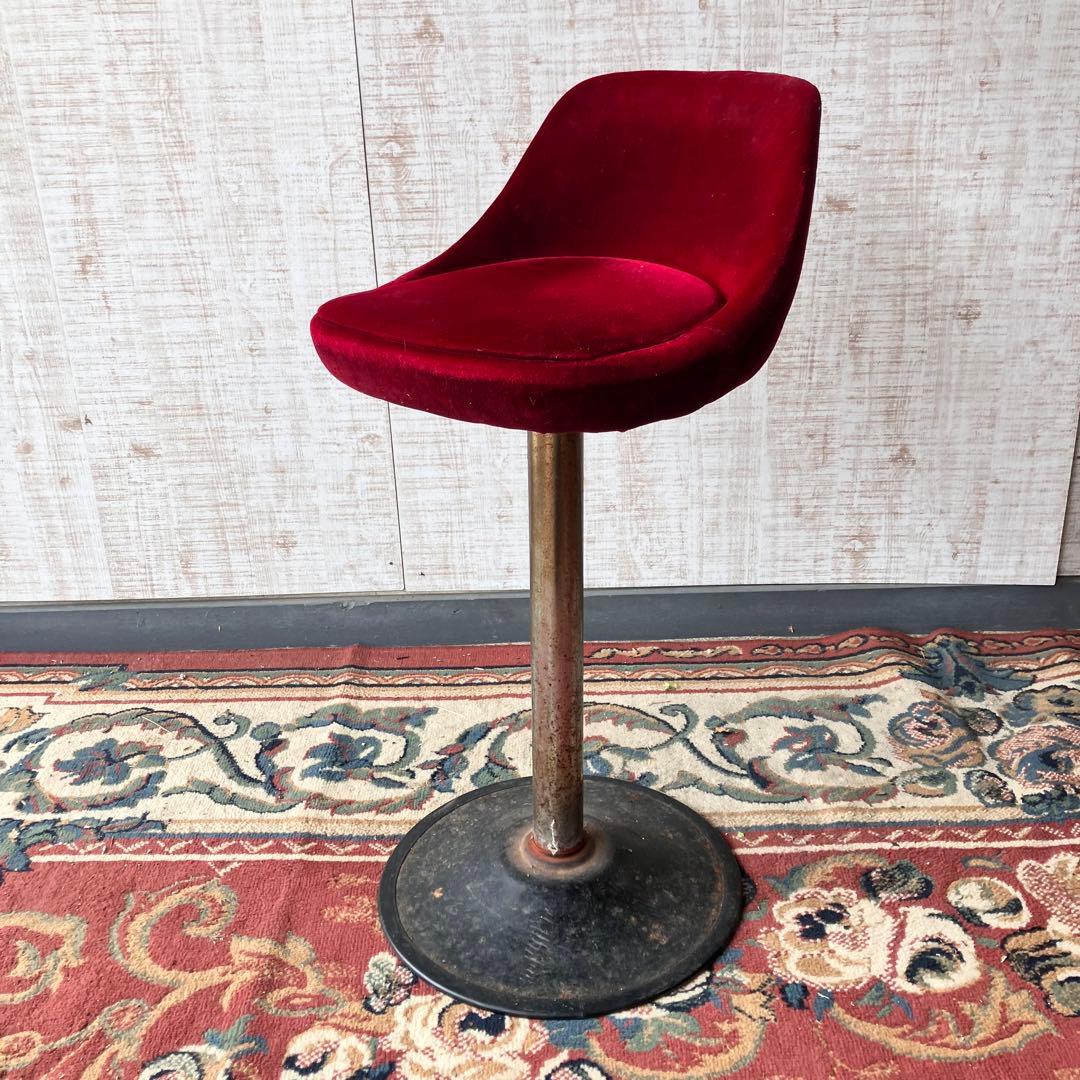② 昭和レトロ ミッドセンチュリー ベロアカウンターチェア バーチェア