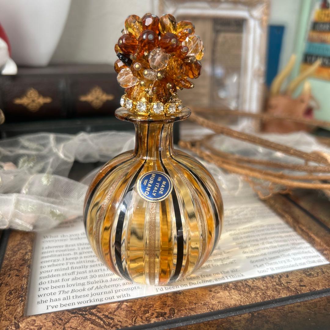 イタリア製 ヴェネツィアンガラス ムラーノガラス 香水瓶トパーズ