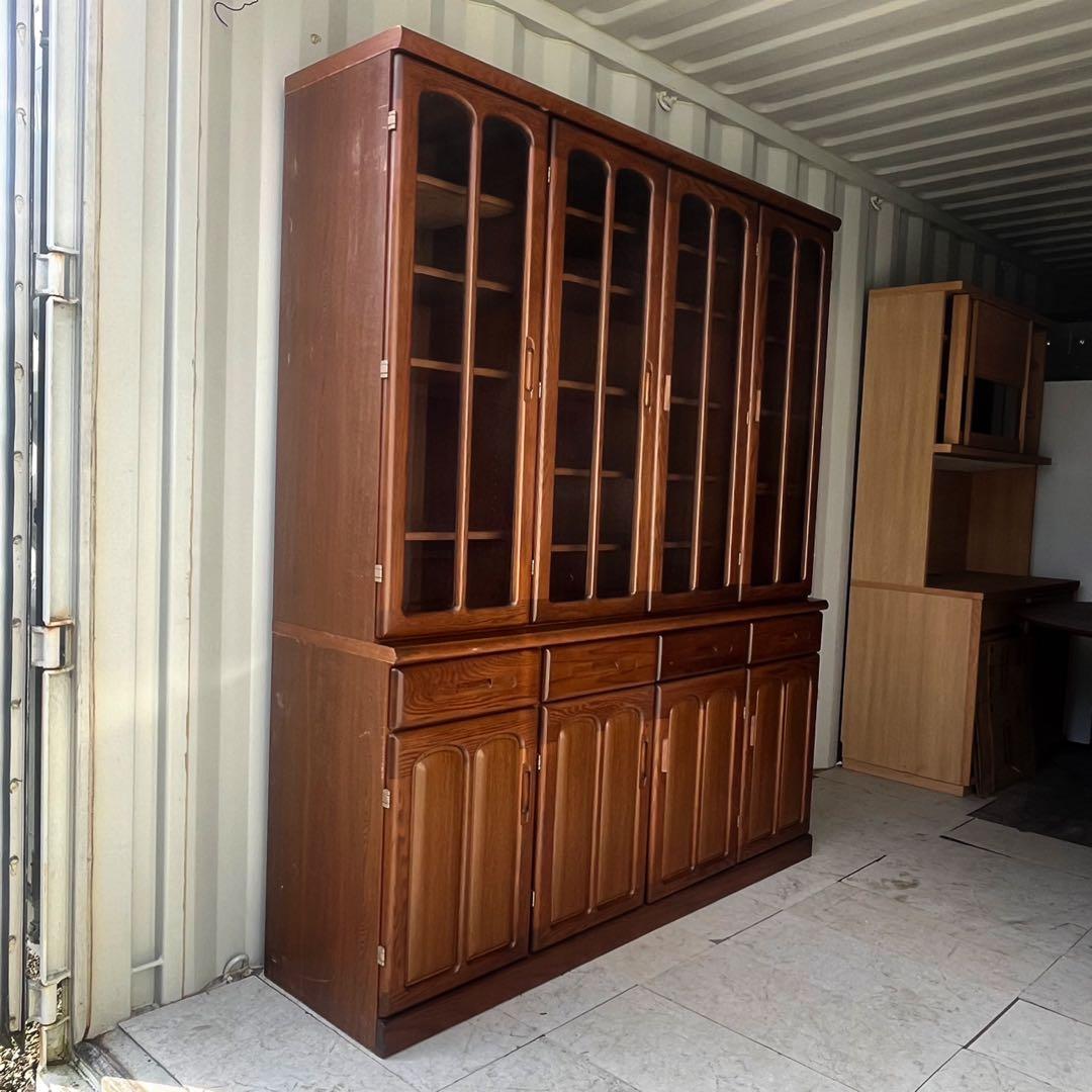 取付無料！シギヤマ家具 天然木北欧風アンティーク食器棚 キッチン