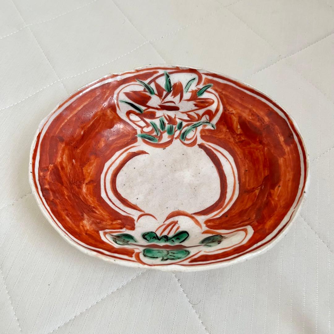 黒岩卓実 たくみ窯 赤絵 足付き 楕円鉢 和食器 - メルカリ