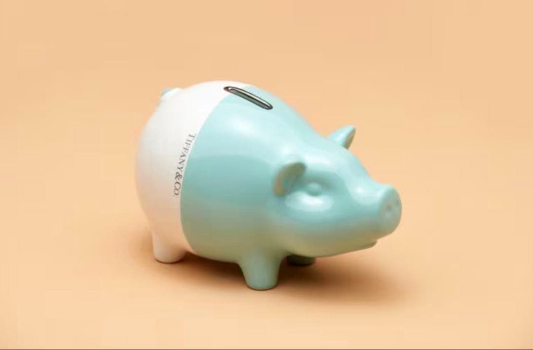 【廃番2019年】Tiffany & Co. 豚の貯金箱 ほぼ未使用 箱付き TIFFANY&Co.（ティファニー） 貯金箱 ブタ/陶器 ホワイト×ピンク
