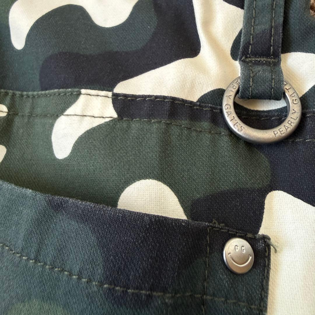 美品 パーリーゲイツ パンツ 迷彩 黒 白 緑 カーキ M〜L相当 カモ柄 4