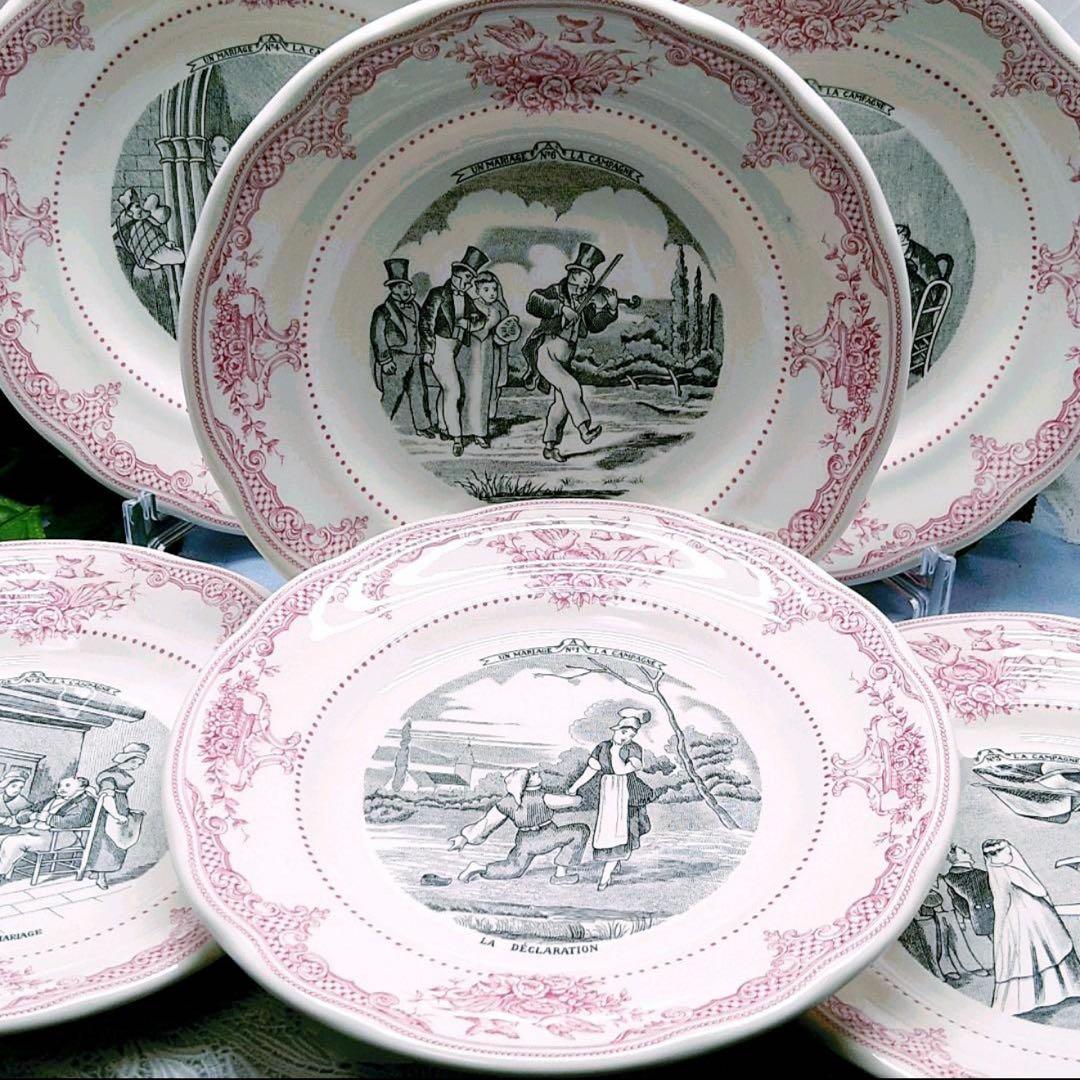 Gien ジアン　マリアージュ　ローズ　プレート6枚セット 未使用 Amazon.co.jp: ジアンGien マリアージュ 6枚組 20cmケーキプレート 6枚